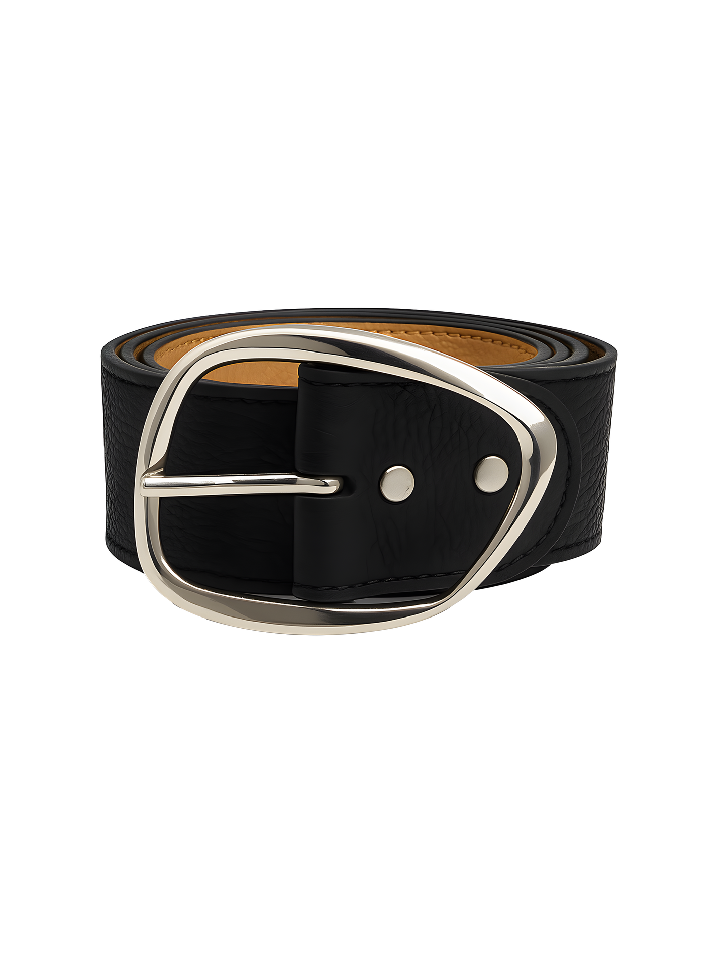 black leather belt w/ custom buckle