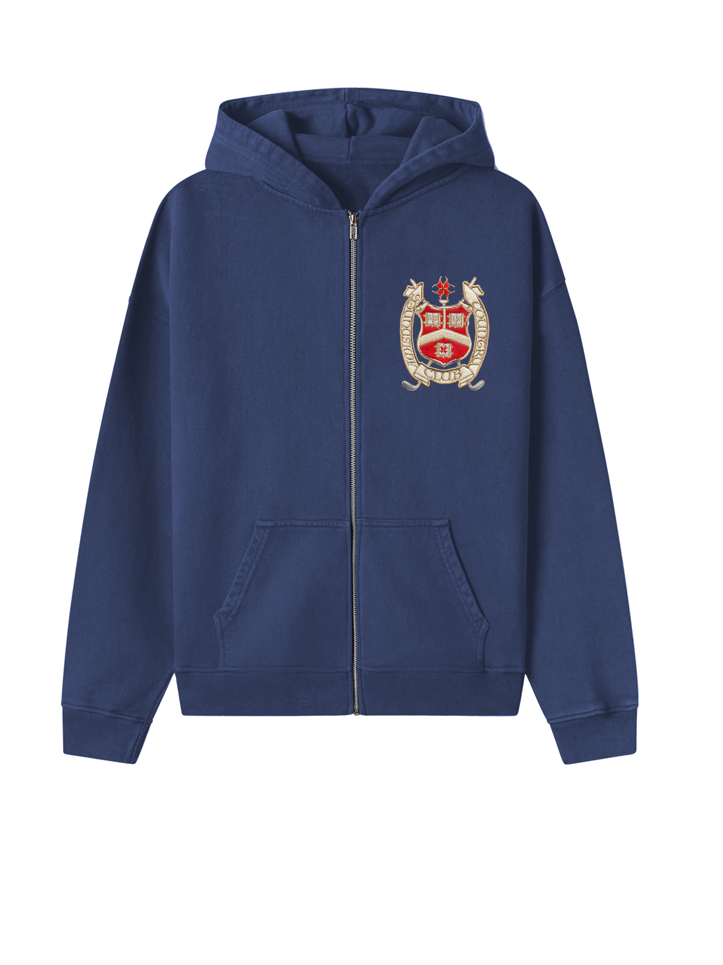 college dropout blue zipped hoodie