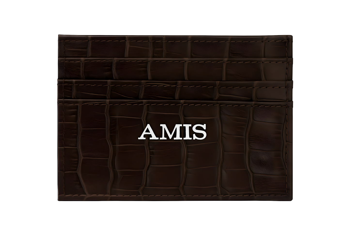 brown croc leather card holder