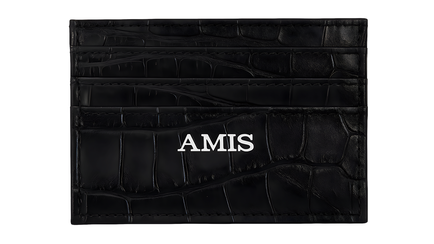 black croc leather card holder