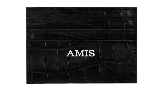 black croc leather card holder