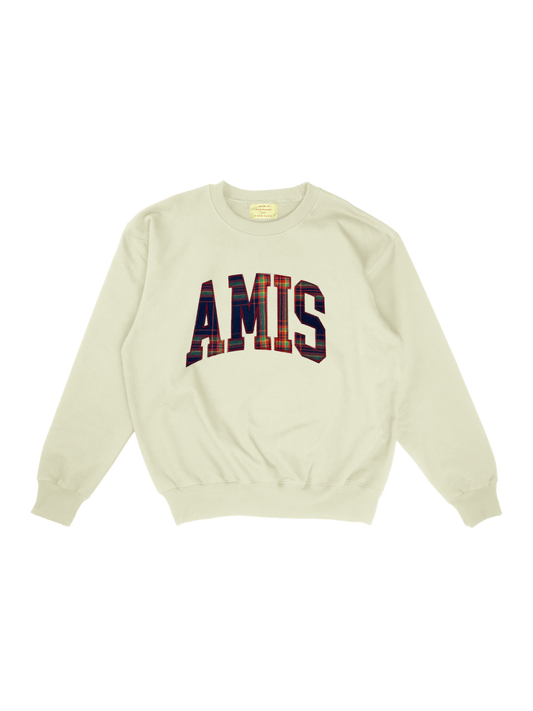 cream crewneck w/ amis embroidered