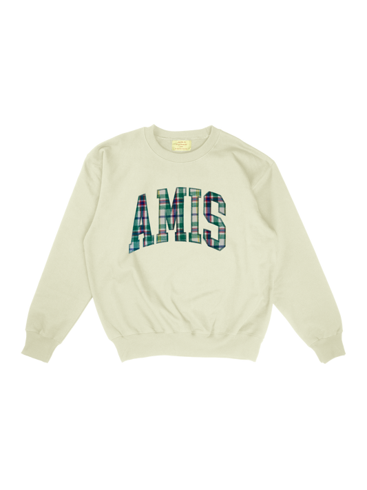 cream crewneck w/ amis embroidered