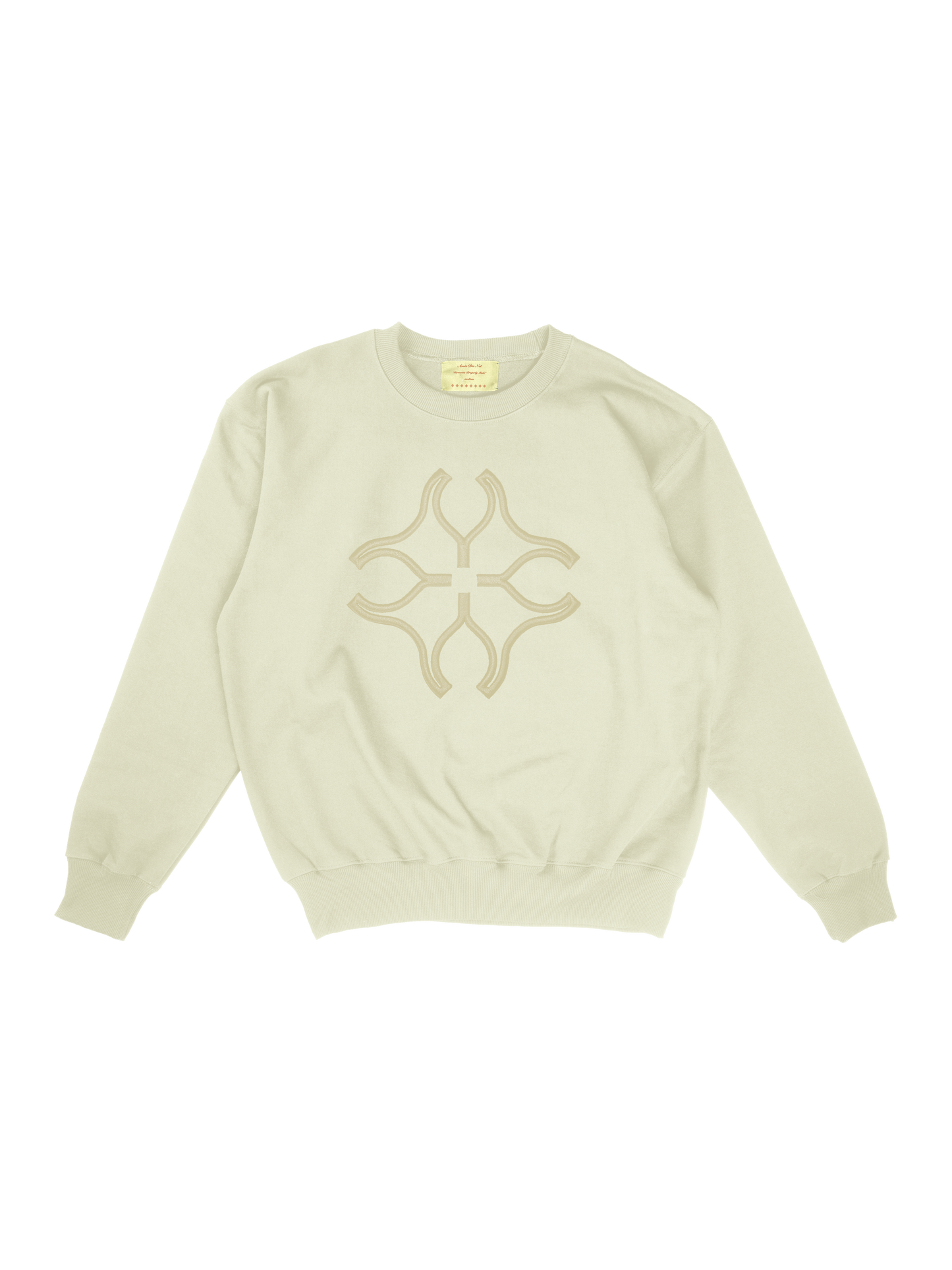 cream crewneck w/ beige 3D embroidered