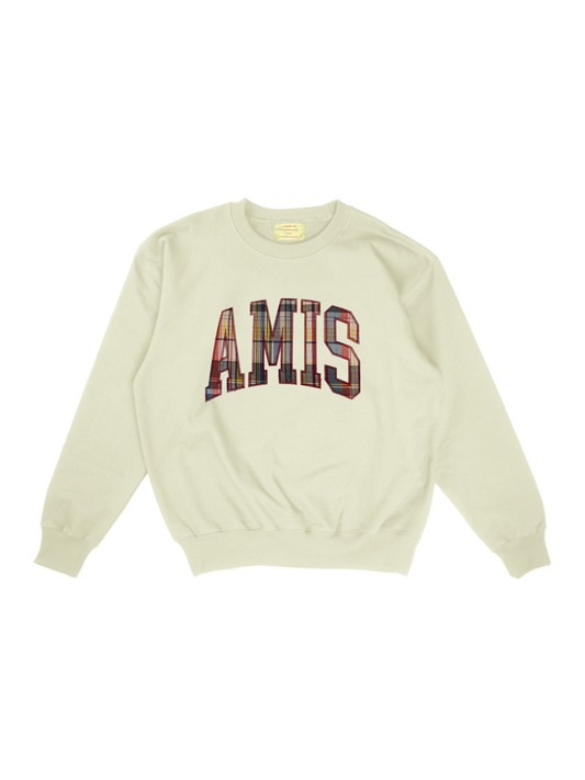 cream crewneck w/ amis embroidered