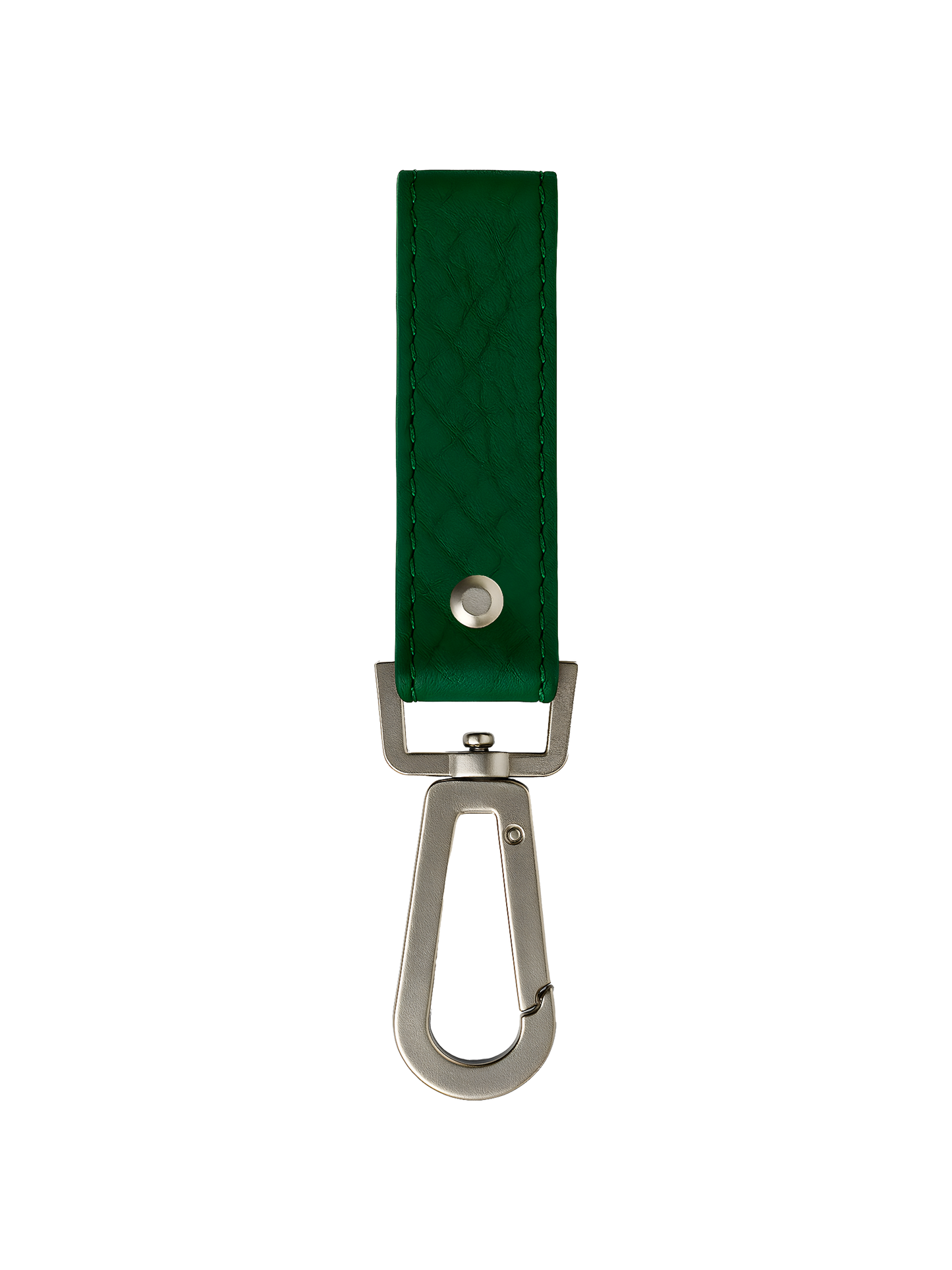 green ostrich leather keychain