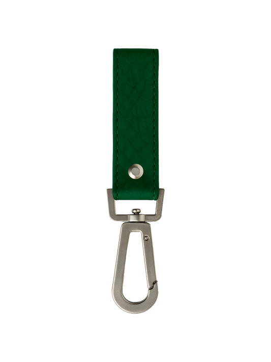 green ostrich leather keychain