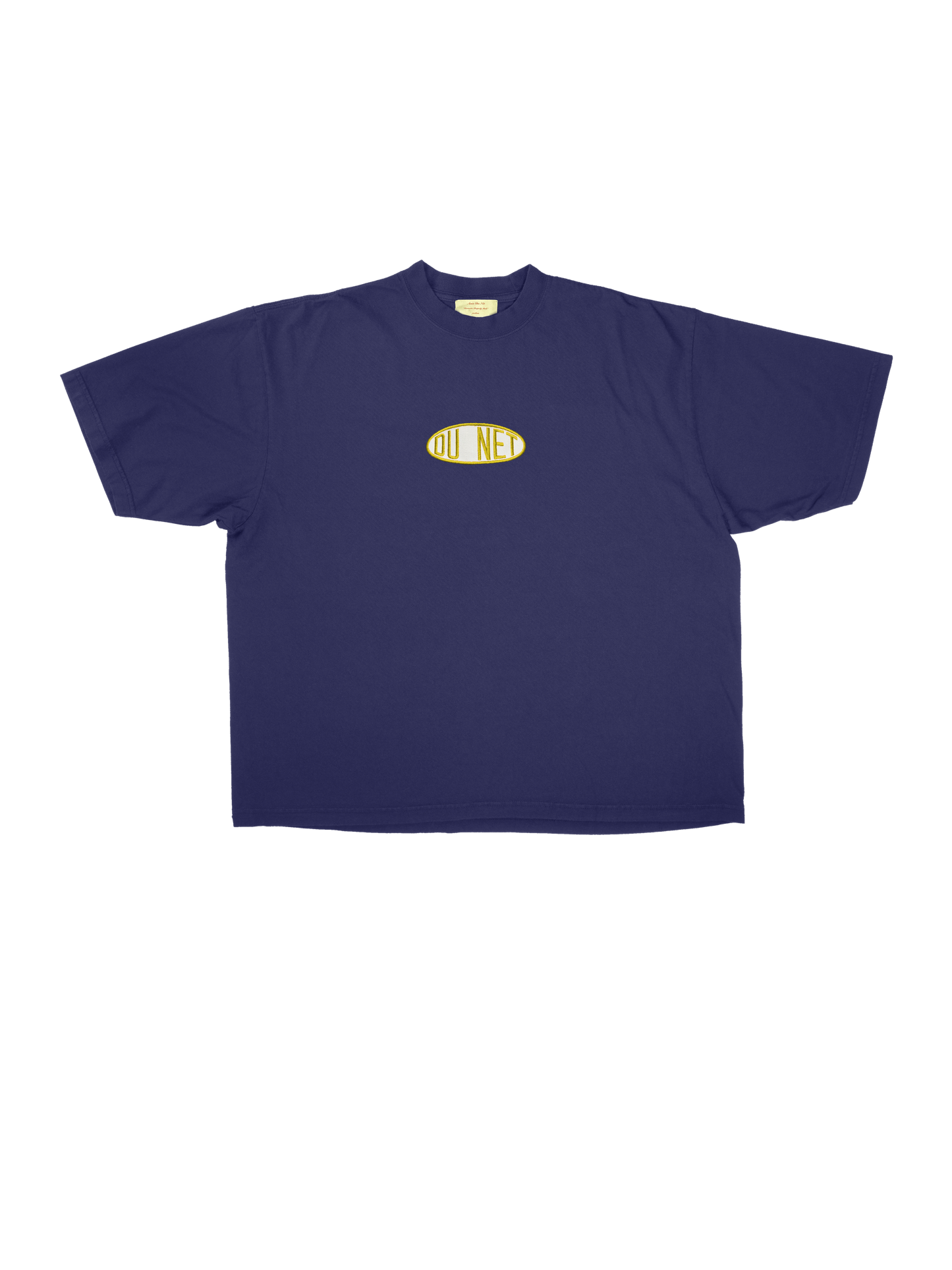 embroidered yellow dupont blue tee