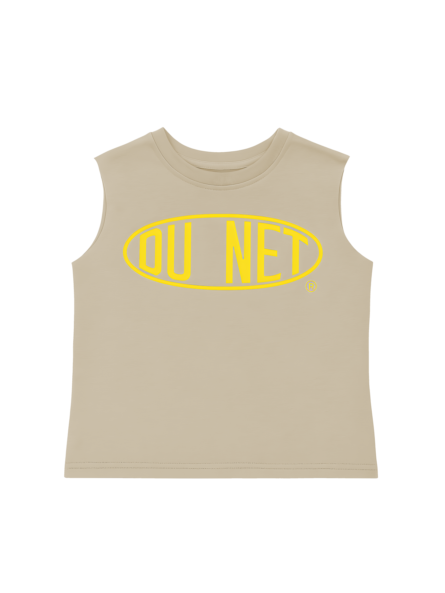 no sleeve beige dupont tee