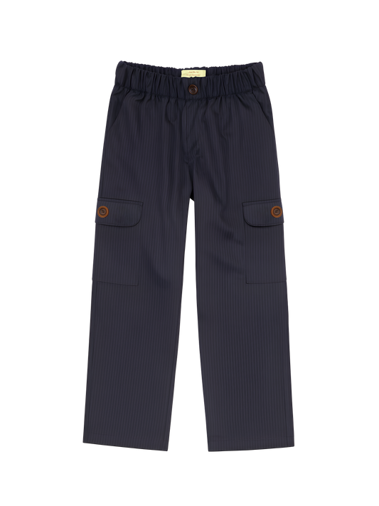 striped tailored navy blue cargo pant