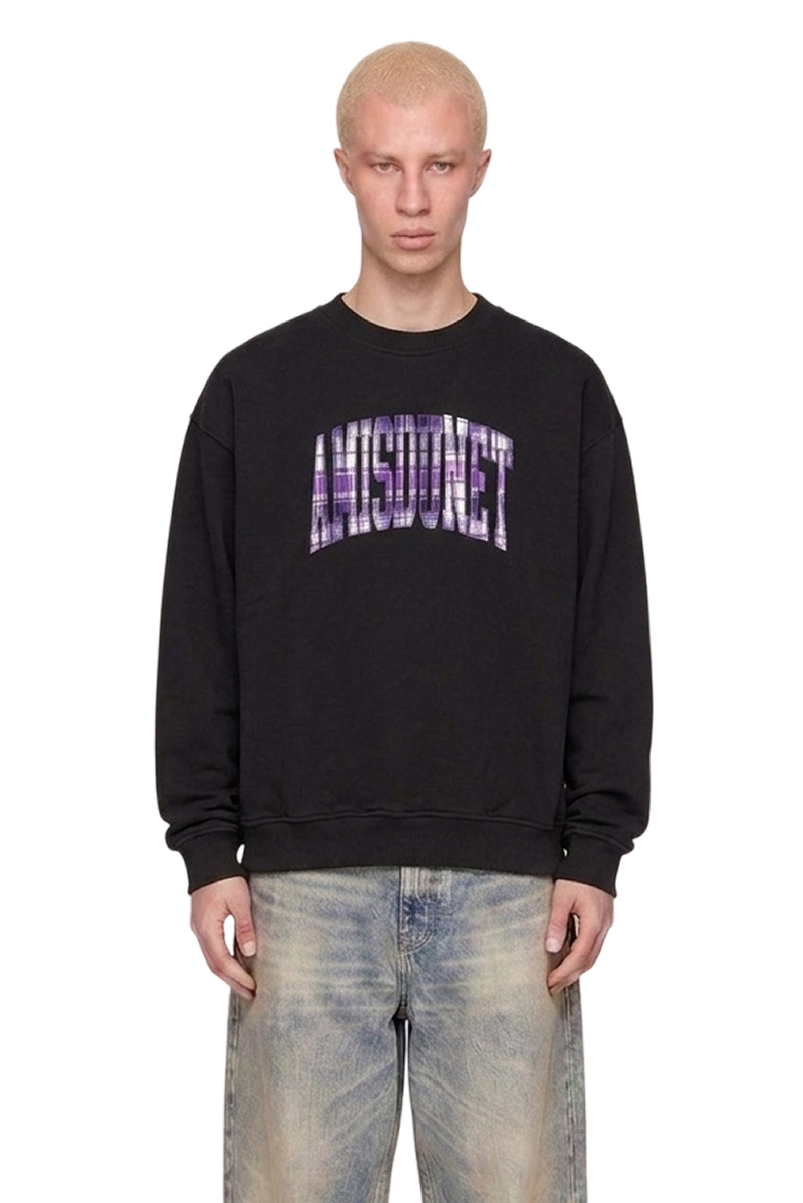 Black crewneck AMISDUNET - tartan