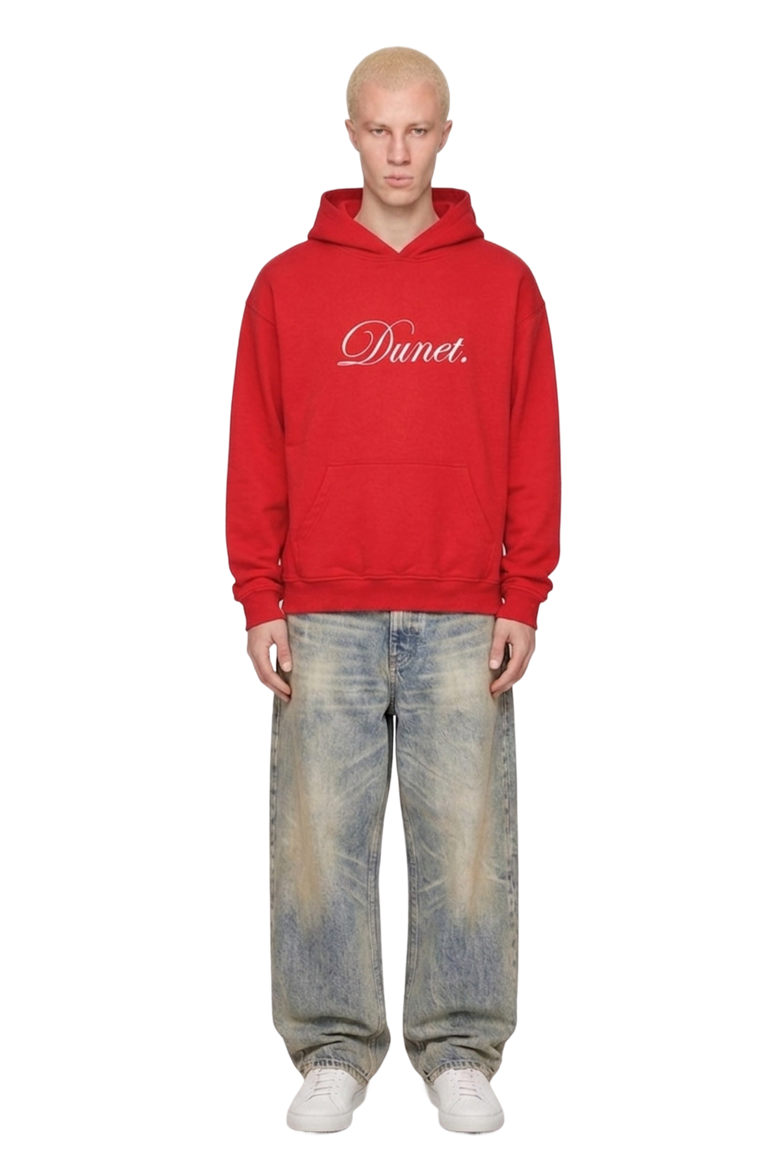 Red hoodie DUNET ELEGANTE - White