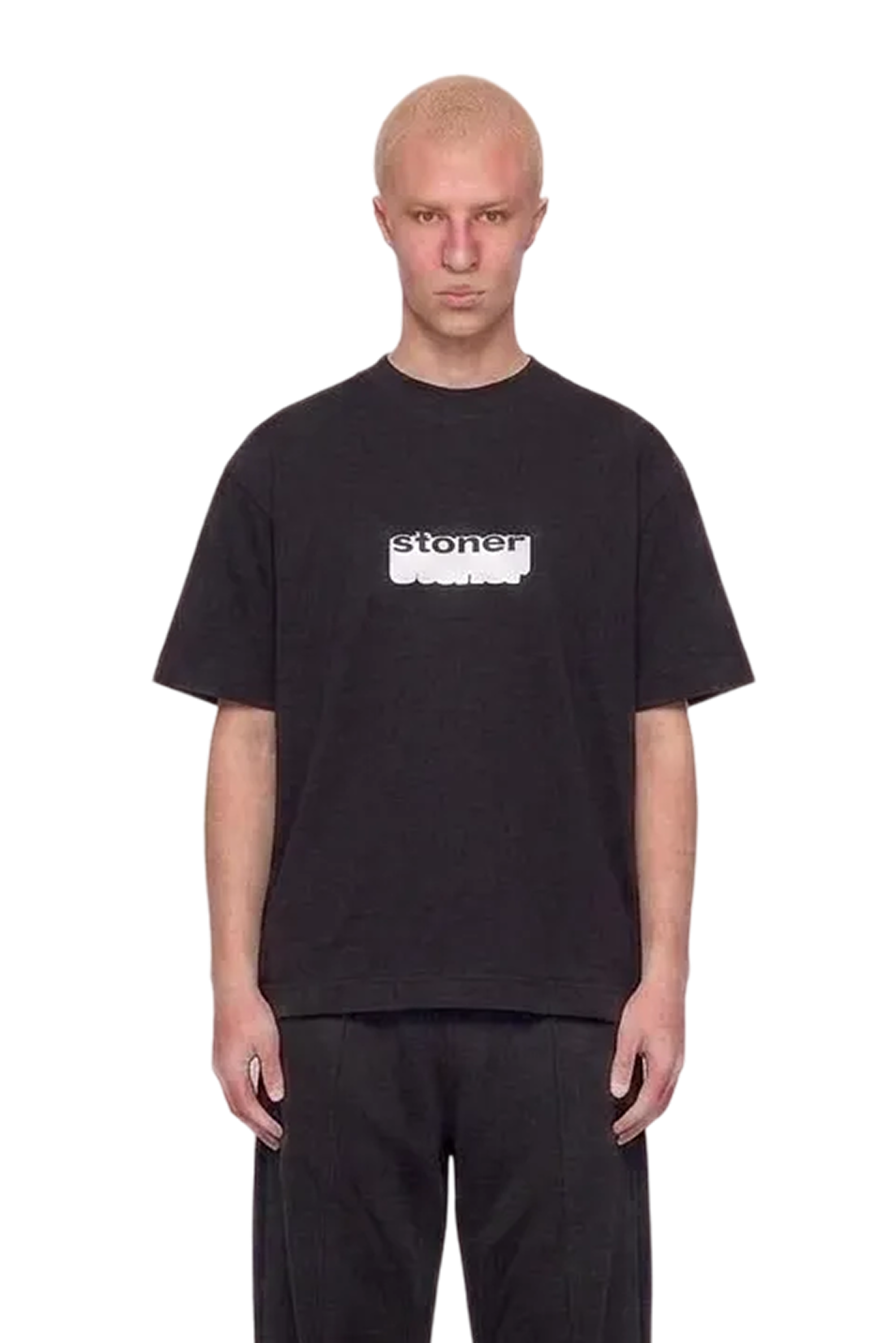 Black tee STONER DRAGGED - white