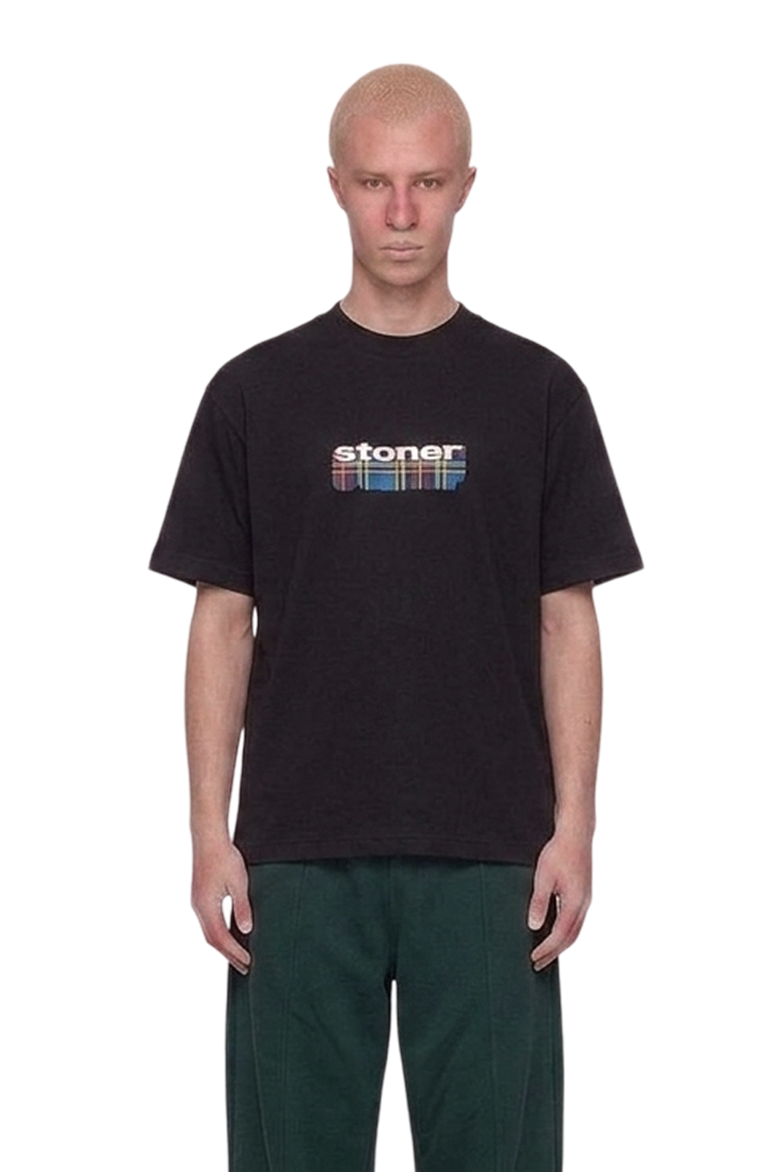 Black tee STONER DRAGGED - tartan