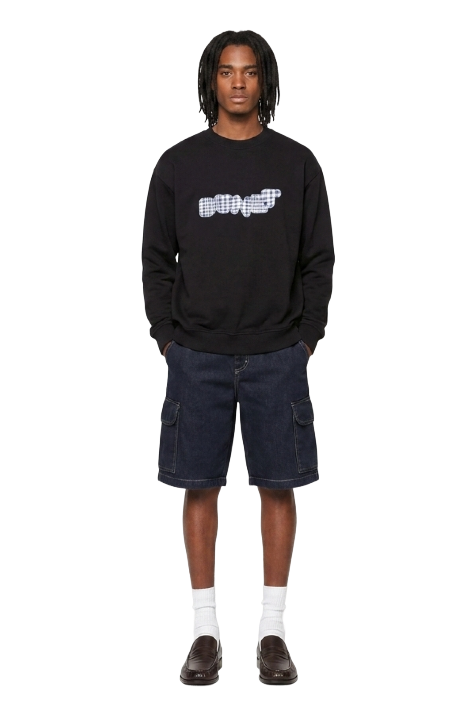 Black crewneck DUNET BUBBLE - tartan