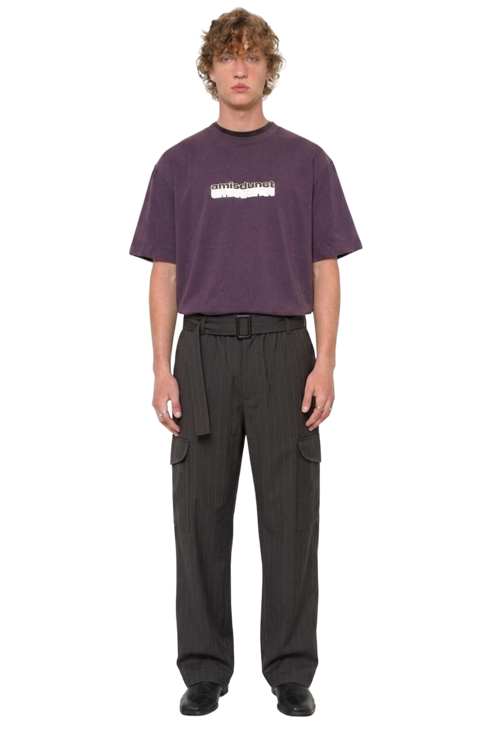 striped tailored black cargo pant
