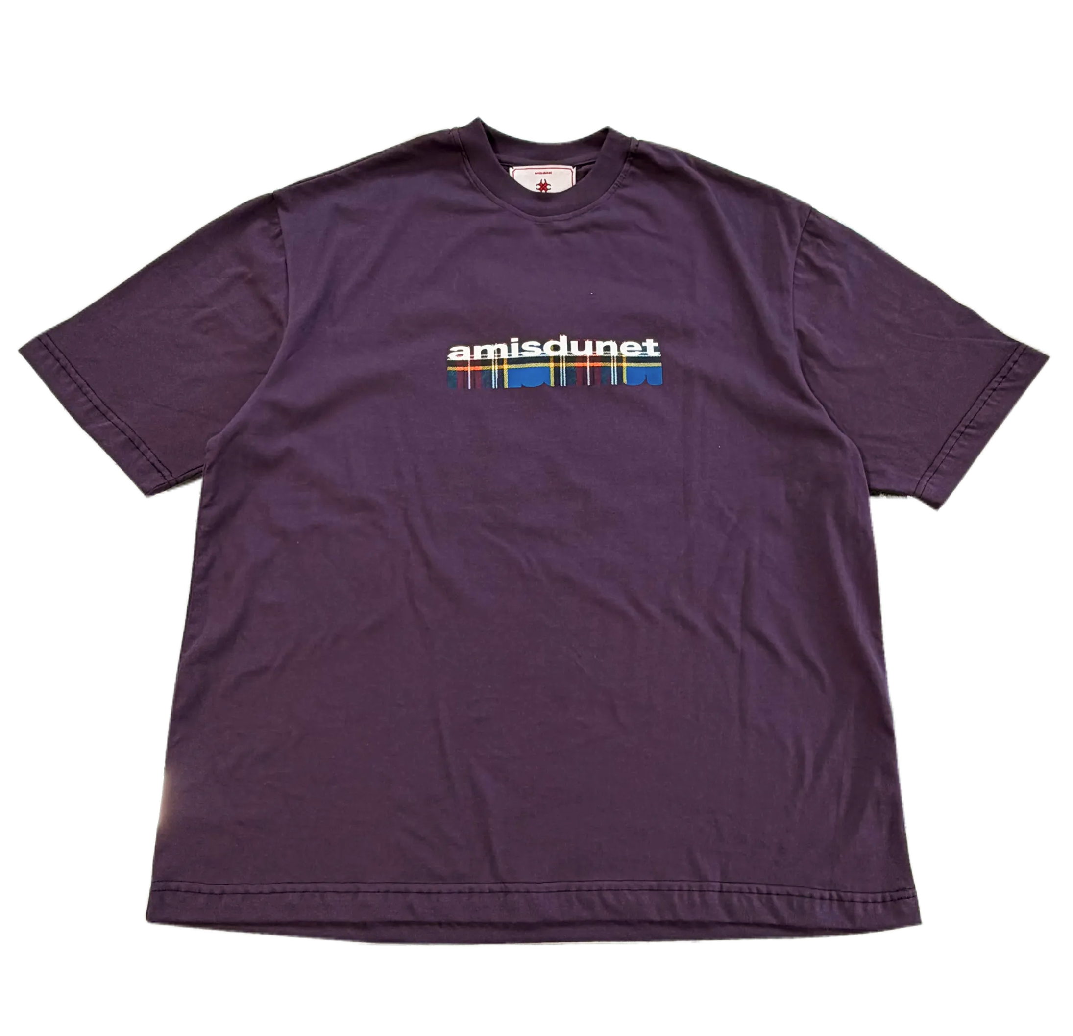 Purple tee AMISDUNET DRAGGED - tartan