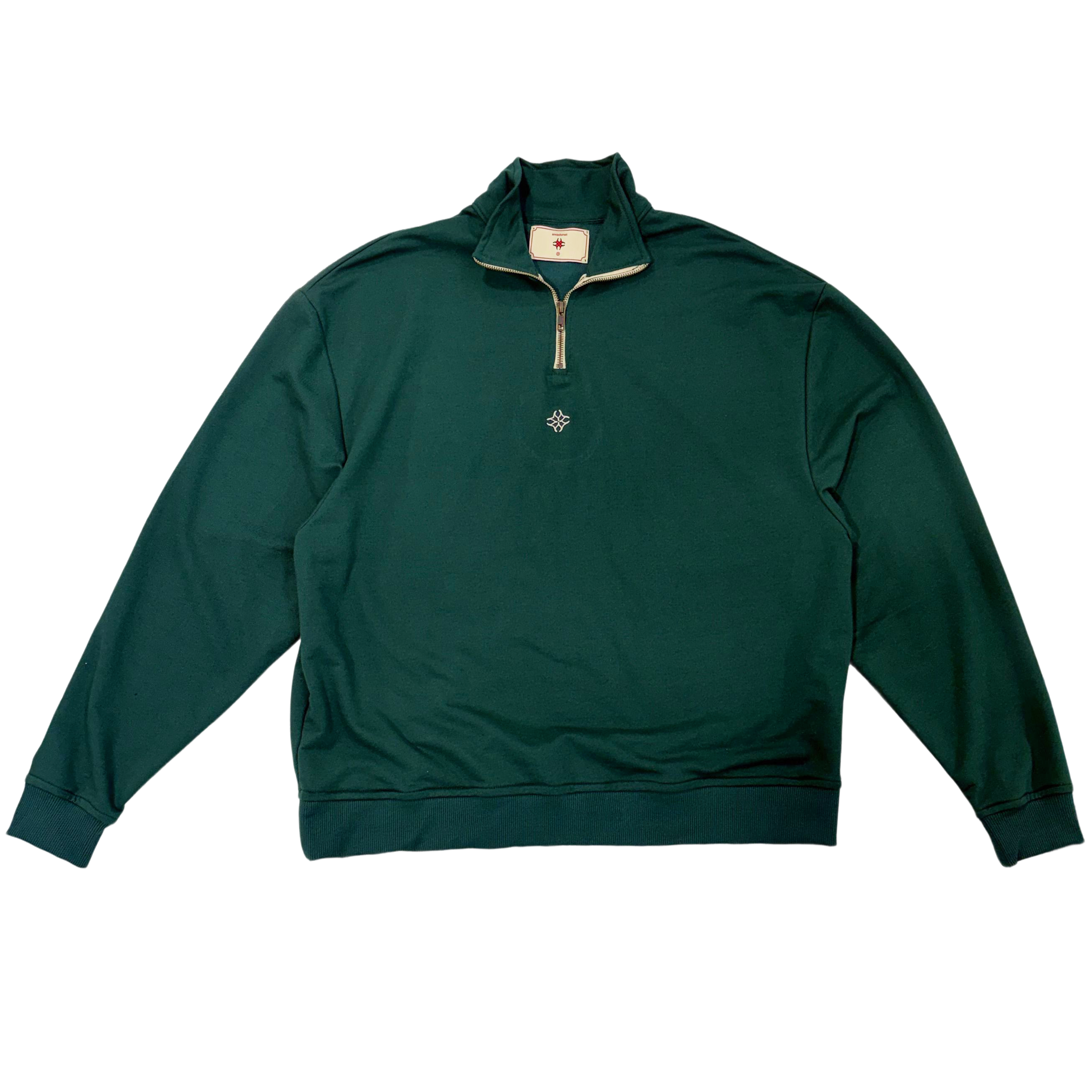 Forest green half zip ESTRELLA DUNET - Cream