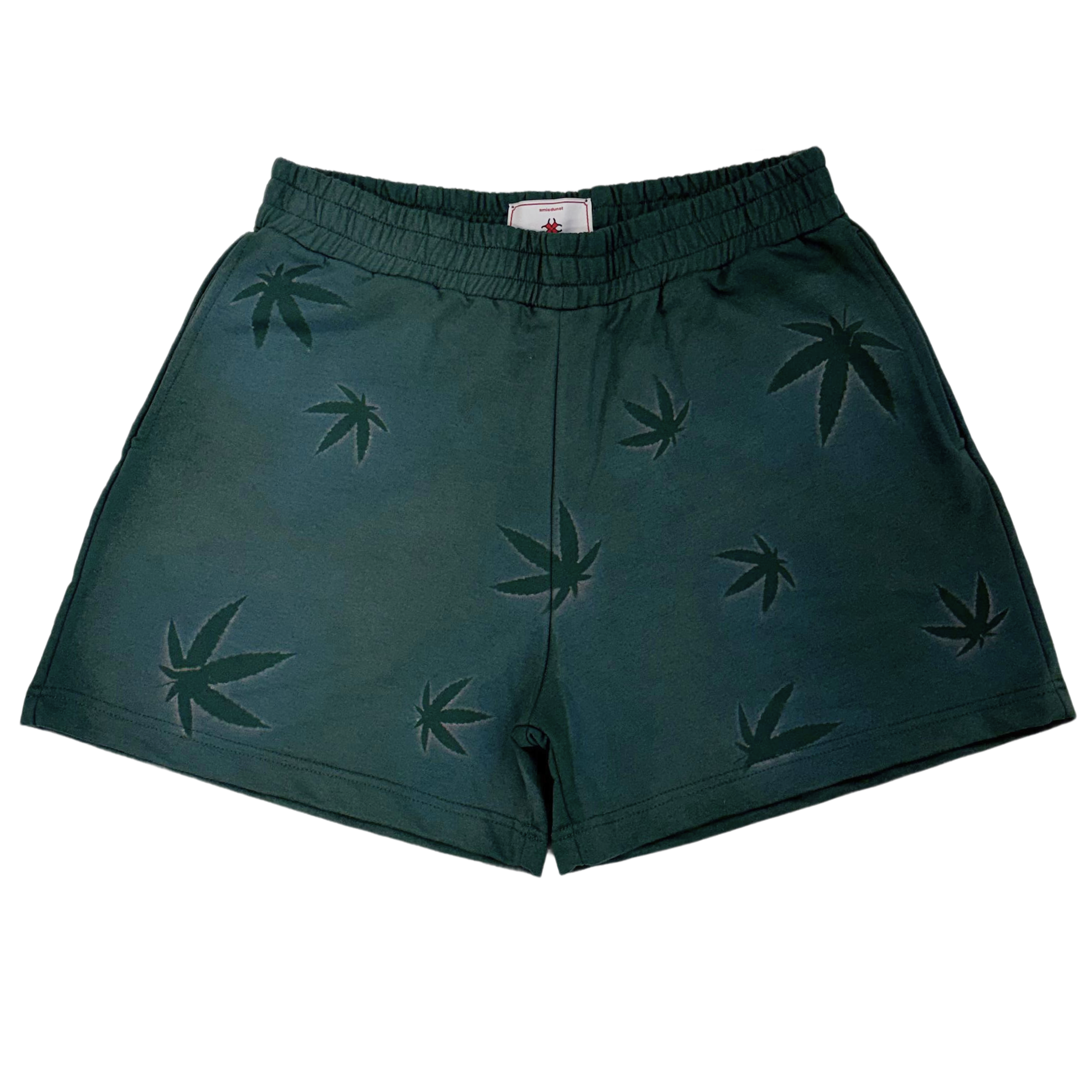 Forest green weed sweatshorts