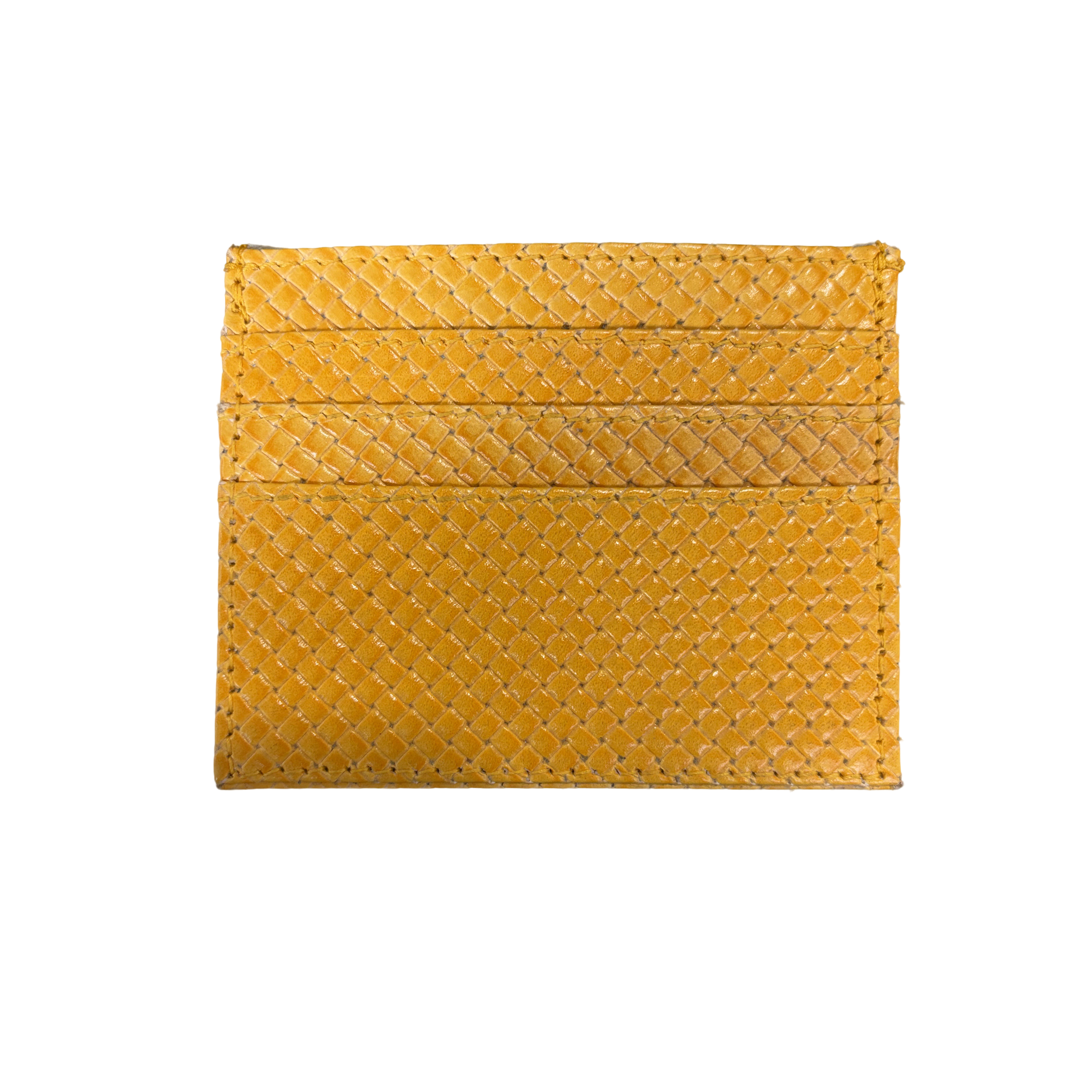 knitted leather cardholder - yellow