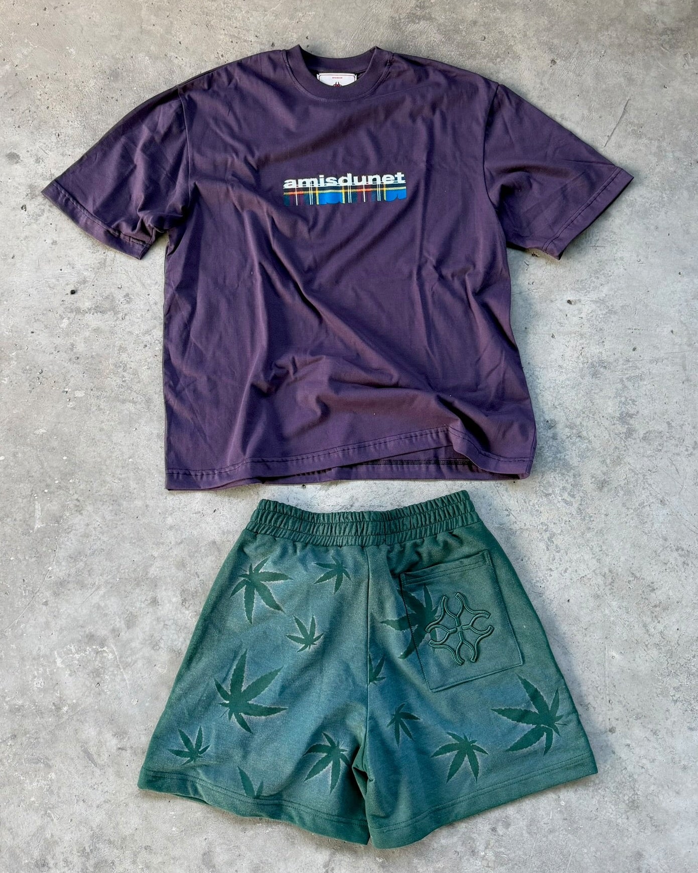 Purple tee AMISDUNET DRAGGED - tartan