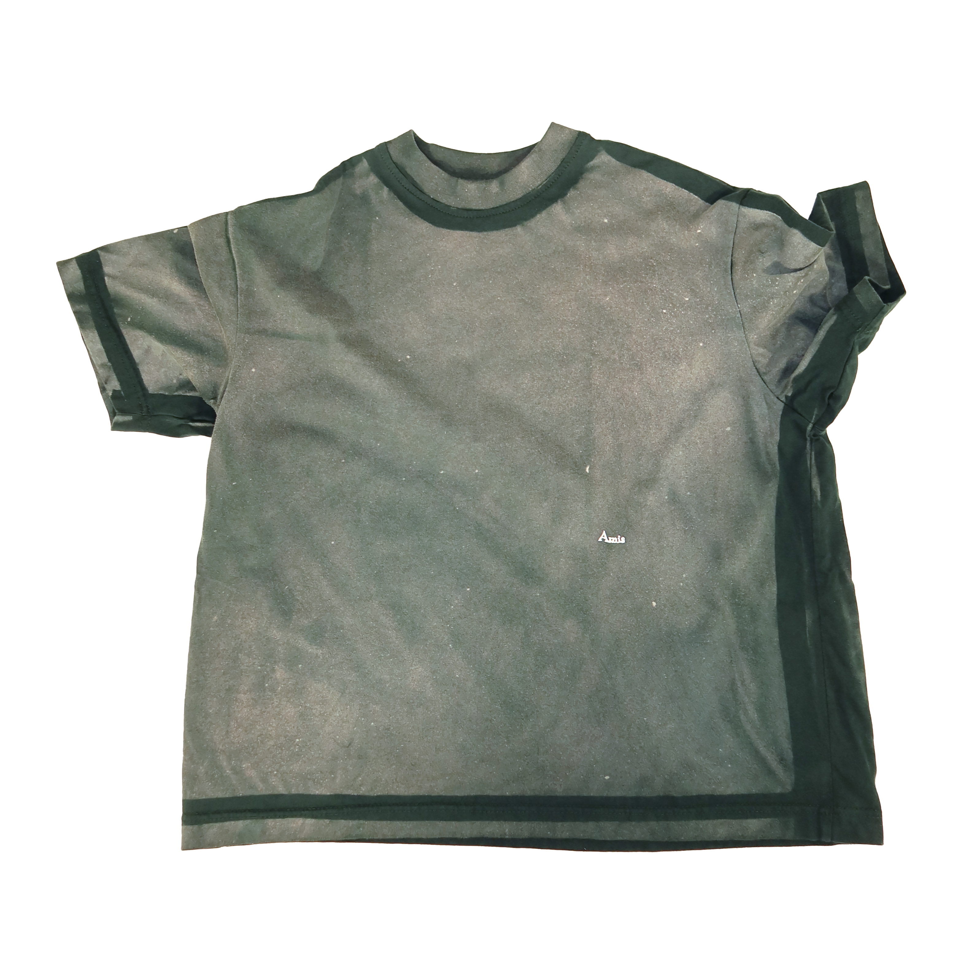 Forest green bleached shirt AMIS EMBROIDERED - White