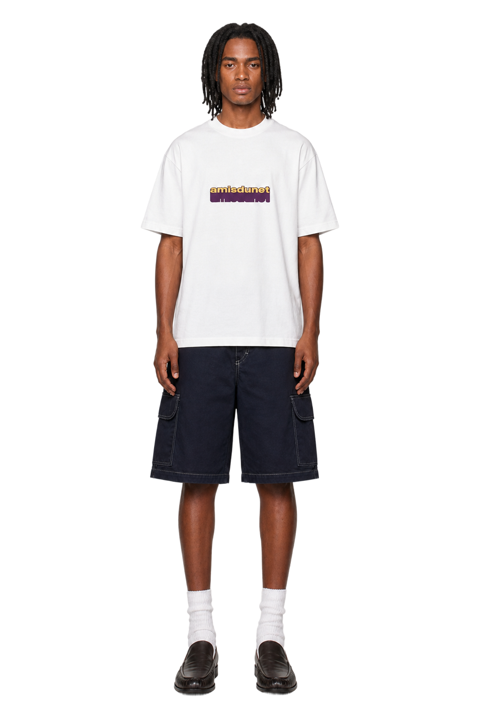 White tee AMISDUNET DRAGGED - purple