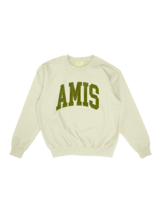 cream crewneck w/ amis embroidered
