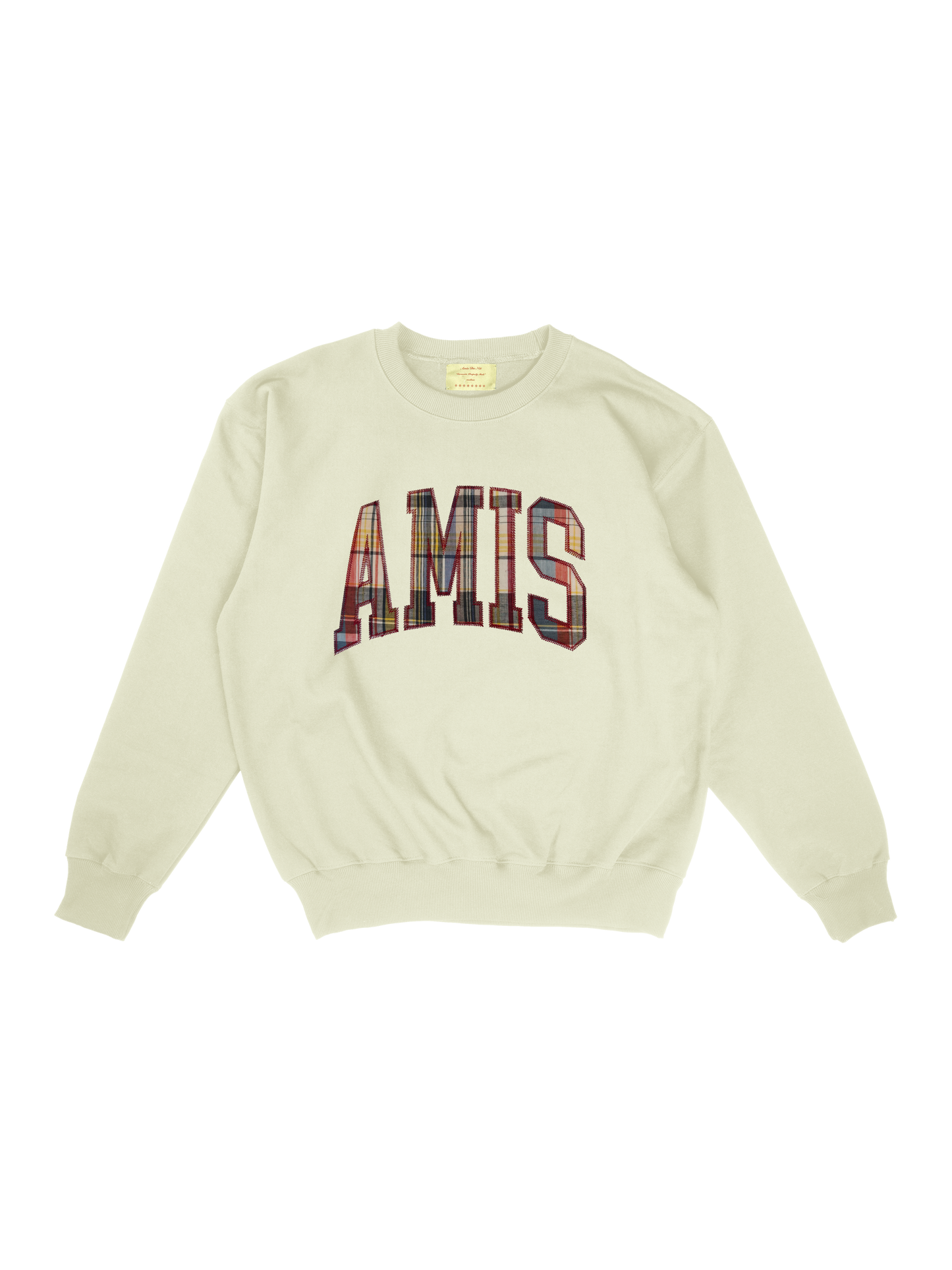 cream crewneck w/ amis embroidered