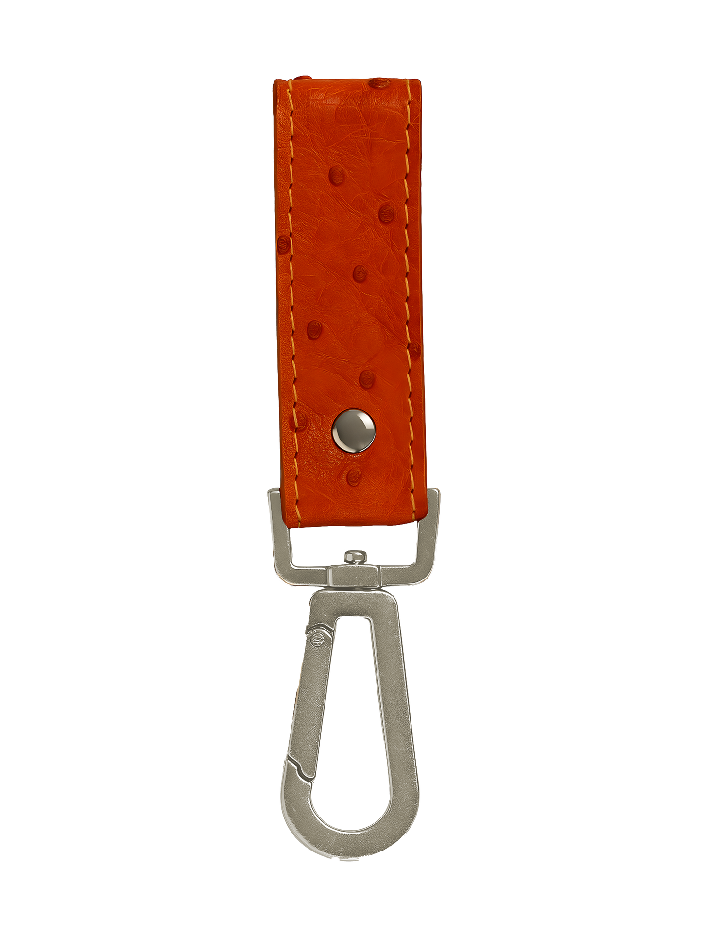 orange ostrich leather keychain