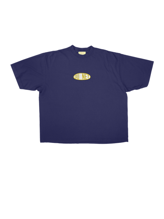 embroidered yellow dupont blue tee