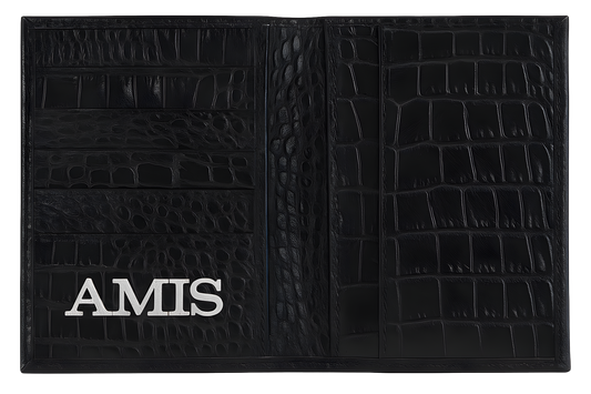 black croc leather passport holder