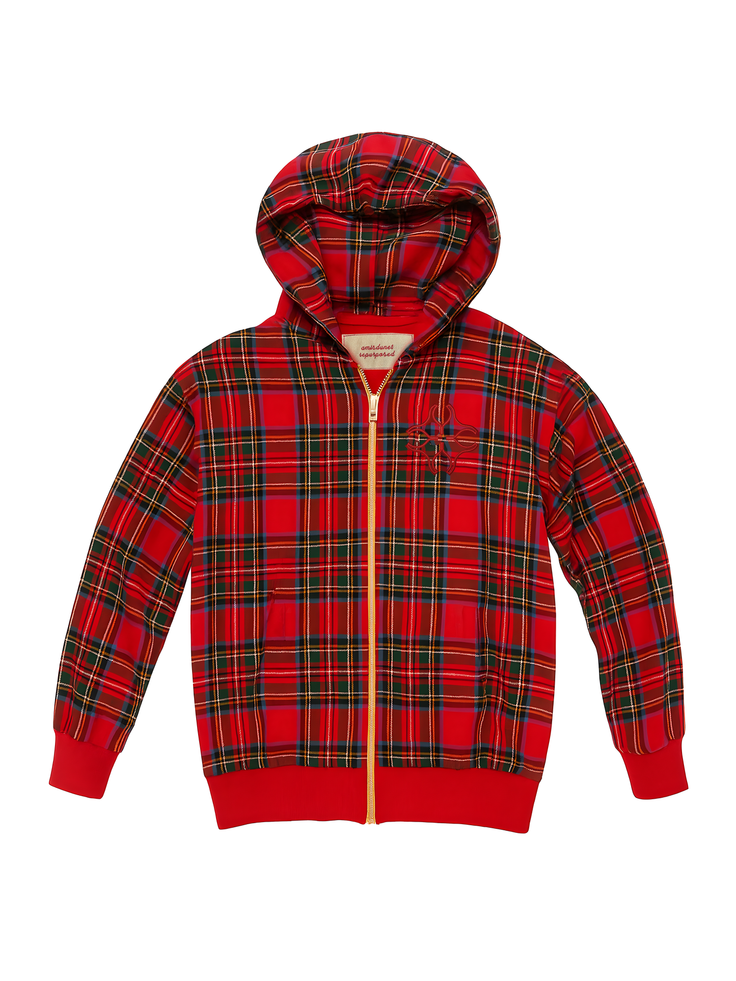 Xmas tartan zipped hoodie