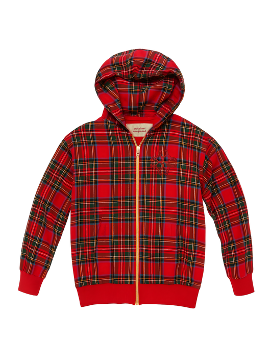 Xmas tartan zipped hoodie